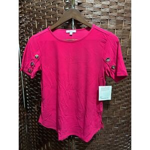 89th + Madison‎ Button Sleeve Top Shirt Blouse Size PS pink new